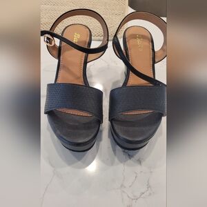 Girl's Size 3 Black Platform Sandals with Ankle Strap